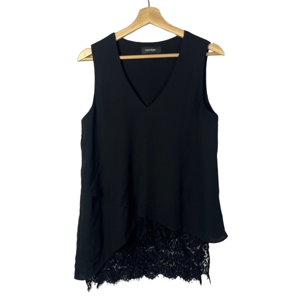 Karen Kane Black V-Neck Lace Layered‎ Tank Top S